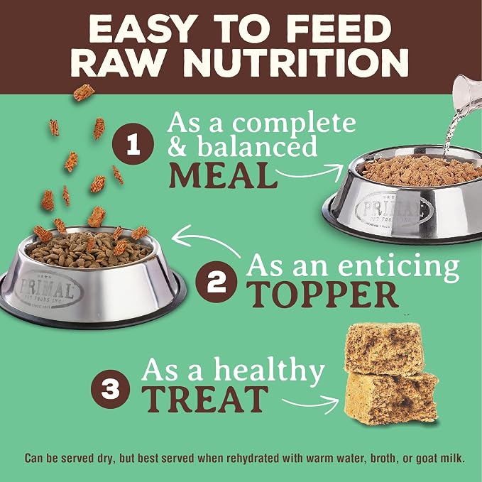 Primal Freeze Dried Dog Food Nuggets, Chicken; Complete Balanced Meal, Topper or Treat; Premium, Healthy, Grain Free, High Protein Raw Dog Food, 30 oz