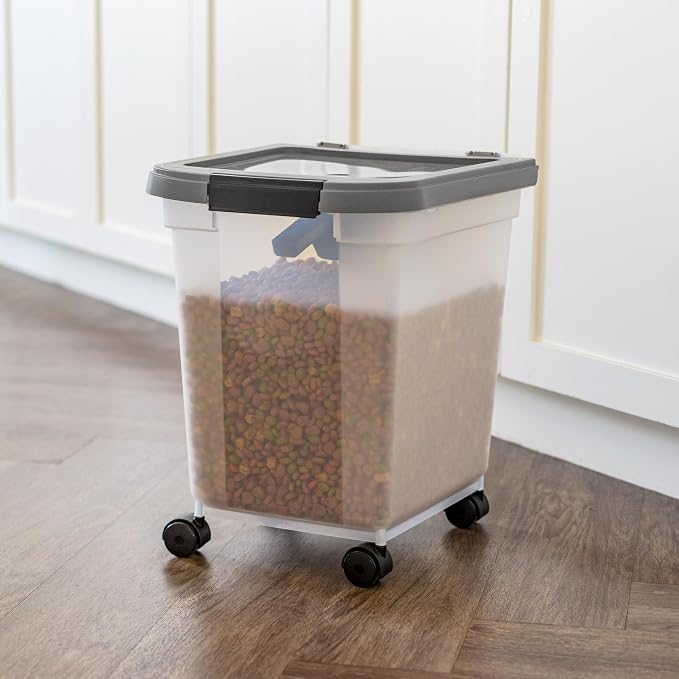 IRIS USA Dog Food Storage Container, Up to 25 lbs, White
