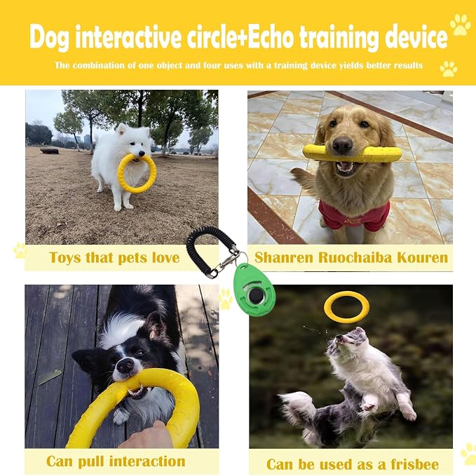 Dog Training Ring: Yellow Ring & Green Clicker