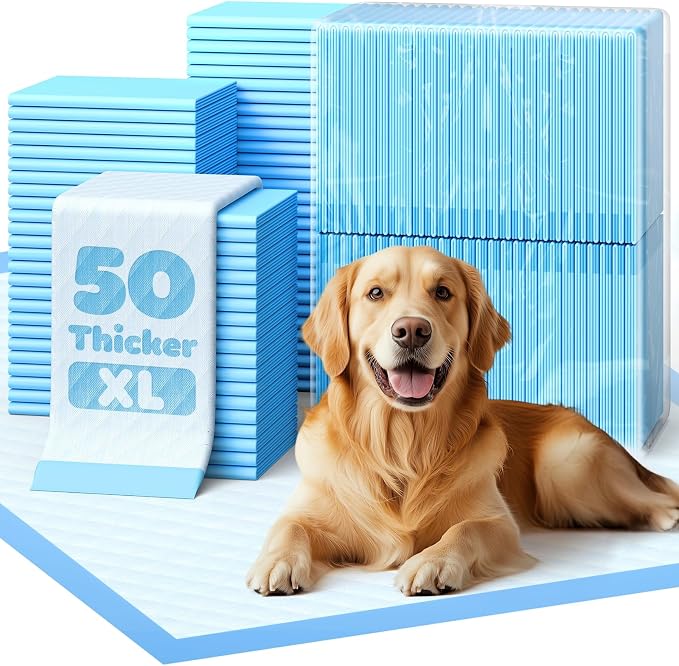 50-Pack Extra Large Thicker Pee Pads - 34" x 28" Puppy Pads for Dogs with 6-Layer Leakproof Protection, Disposable and Quick-Dry Dog Pads with High Absorbency for Easy Potty Training, Thickened