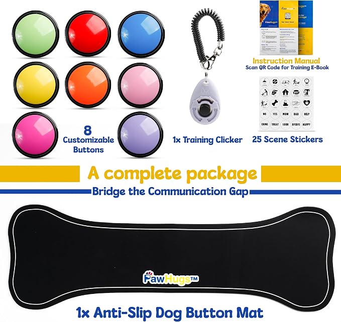 Dog Buttons for Communication Starter Set, 8 Buttons