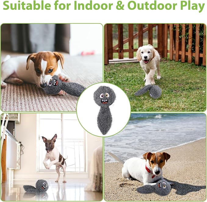 PETGEEK Upgraded Vibrating Squeaky Dog Ball, Rechargeable 900mAh, Grey | Motion-Activated Vibrating Dog Ball, Built-In Recording & Music, Crinkle Plush Cover, Squeaky Interactive Toy for All Dogs