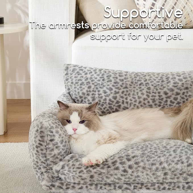 Hollypet Cat Bed Small Dog Orthopedic Couch Beds for Pets up to 20 lbs | Fluffy Multifunctional Double-Layer Warming Kitten Pet Couch Orthopedic Beds with Machine Washable Cover and Non-Slip Bottom