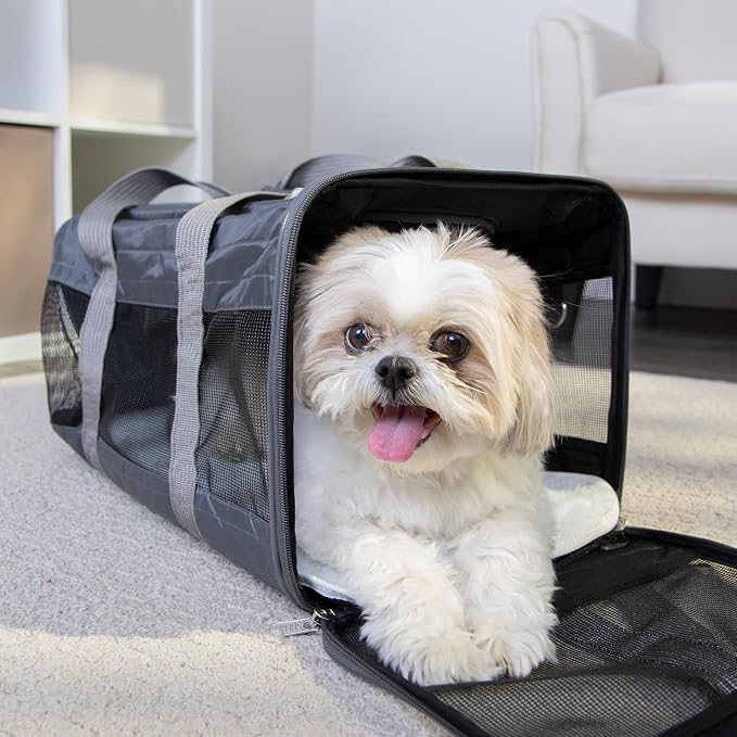 Sherpa Pet Carrier, Spring Wire Frame, Airline Approved, Charcoal Grey, Large