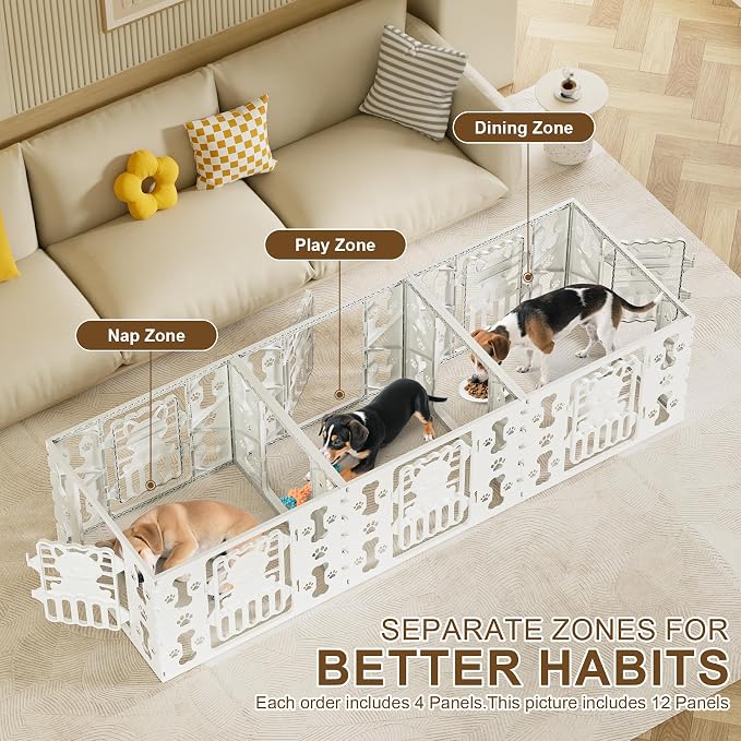 Dog Playpen for Dogs Indoor Small Dog Play Pen Indoors Outdoors Portable Dog Pen 4-Panel & 4-Door Pet Fence Unique Design