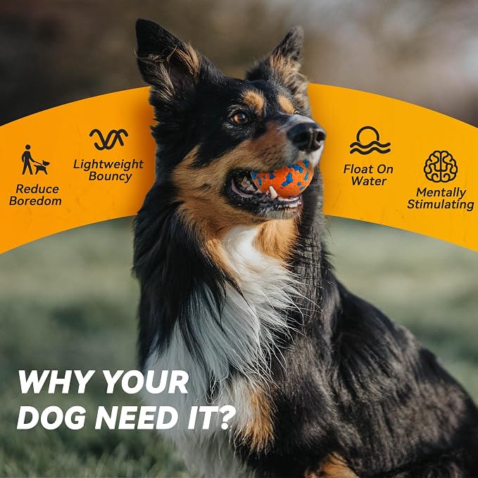 FUSOTO 2Pcs Dog Balls, Tennis Balls for Dog, Orange | Balls for Dog Aggressive Chewers, for Large Medium Small Puppy, Training Catch&Fetch, Water Floats Toys, Orange