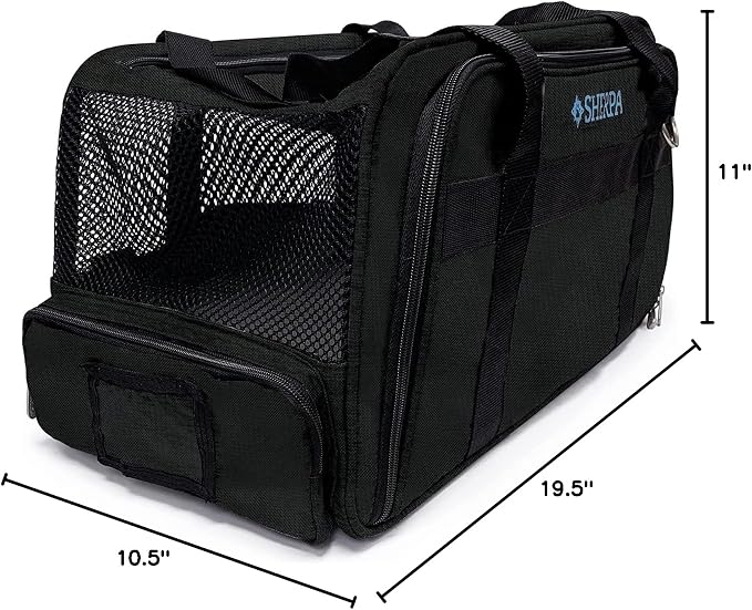 Sherpa Expandable Travel Pet Carrier, Airline Approved, Black, Medium