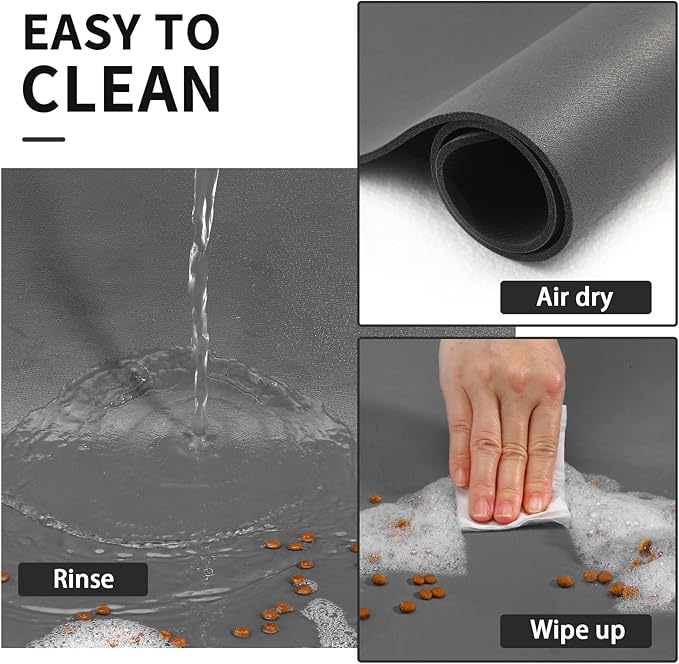 HotLive Dog Food Mat - Absorbent Cat Mat for Food and Water, No Stains Pet Feeding Bowl Mat, Easy to Clean Pet Placemats, Quick Dry Dog Water Dispenser Mat for Messy Drinkers | Paw Dark Grey 18"x 28"