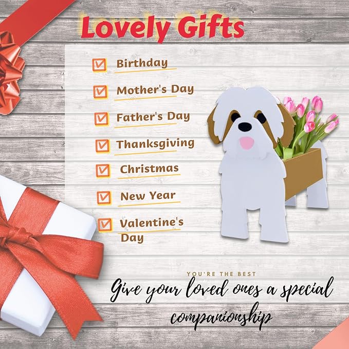 Brown Shih Tzu Dog Planter Pots, Animal Shaped Flower Pot