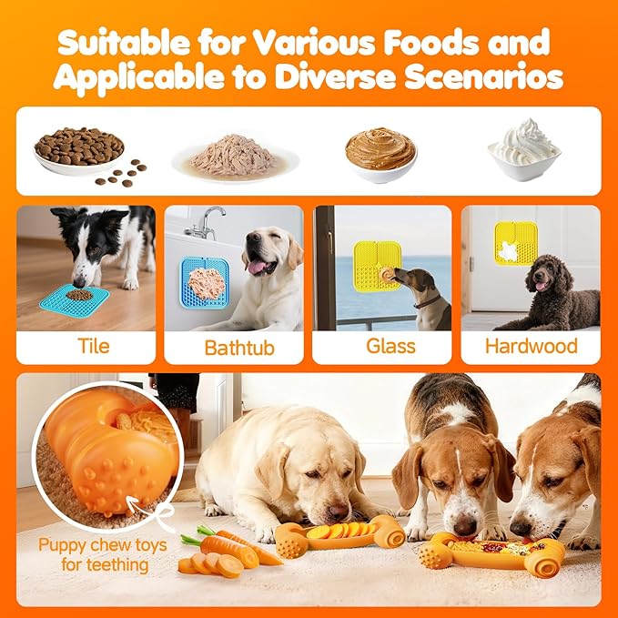Dog Enrichment Toys 6 Pack - Dog Toys to Keep Them Busy, Lick Mat, Ball & Bowl with Peanut Butter,Frozen Treat Puzzle Dispenser for Anxiety Relief, Reduce Boredom, Perfect for Bathing Grooming