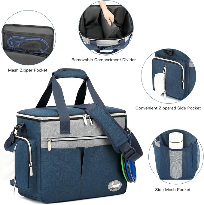 Dog Travel Bag 7-Piece Set with Food Containers, Bowls & Treat Pouch, Navy Blue