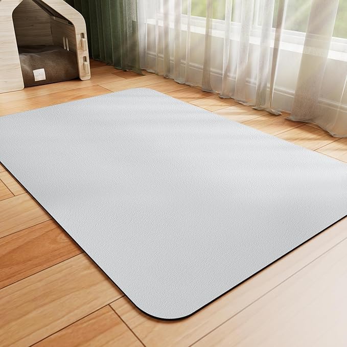 HotLive Dog Food Mat - Absorbent Cat Mat for Food and Water, No Stains Pet Feeding Bowl Mat, Easy to Clean Pet Placemats, Quick Dry Dog Water Dispenser Mat for Messy Drinkers | Light Grey 12"x 19"