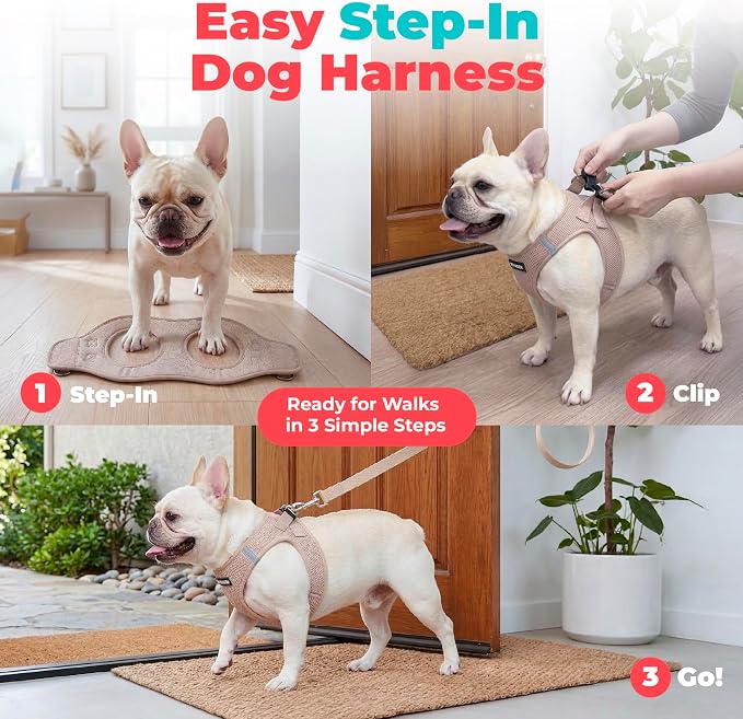 Voyager Step-in Air Dog Vest Harness - Khaki, Large | 18- 20.5" in Chest, Reflective Bands, All Weather Breathable Air Mesh, Cats Compatible, Lightweight, Fast Drying