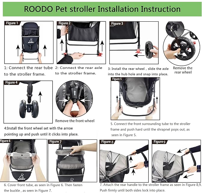 ROODO 3-Wheel Pet Stroller - Cationic Ash, up to 30lbs