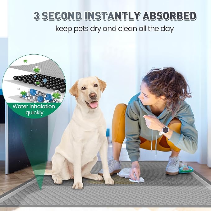 37"x54" Activated Charcoal Dog Pee Pads - 100 Count,Extra Large,Super Absorbent,Leakproof,Long-Lasting Odor Control-Essential pet Training Pads for Large Dogs