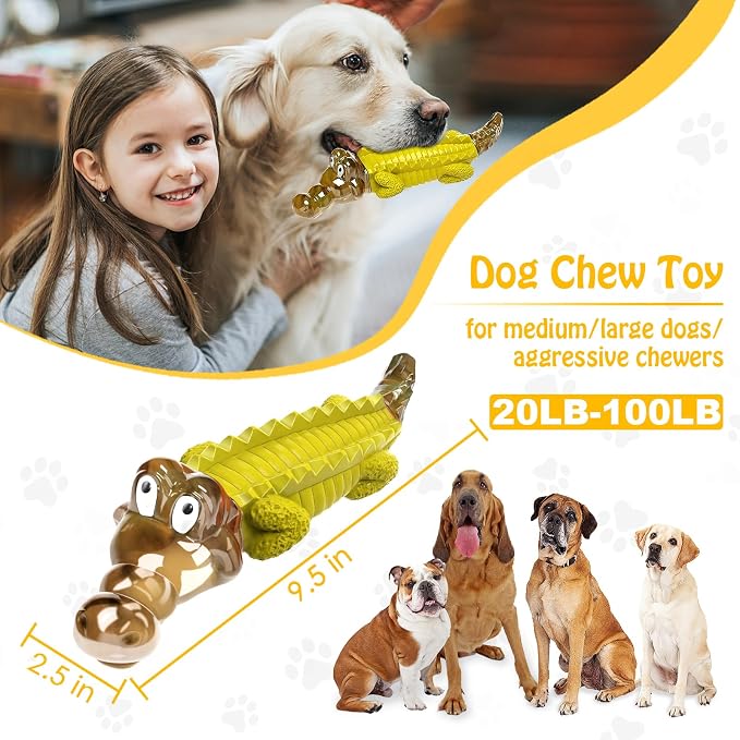Jeefome Indestructible Dog Chew Toys for Aggressive Chewers | Boredom and Stimulating Dog Toys for Medium&Large Breed for Teeth Cleaning and Training