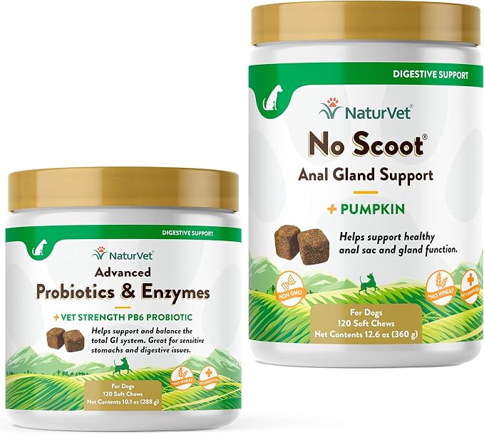 NaturVet Advanced Probiotics & No Scoot Bundle - 120ct + 120ct