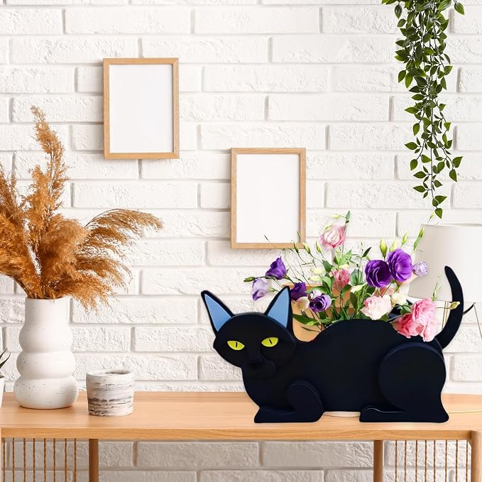 Black Cat Planter Pots, Animal Shaped Flower Pot