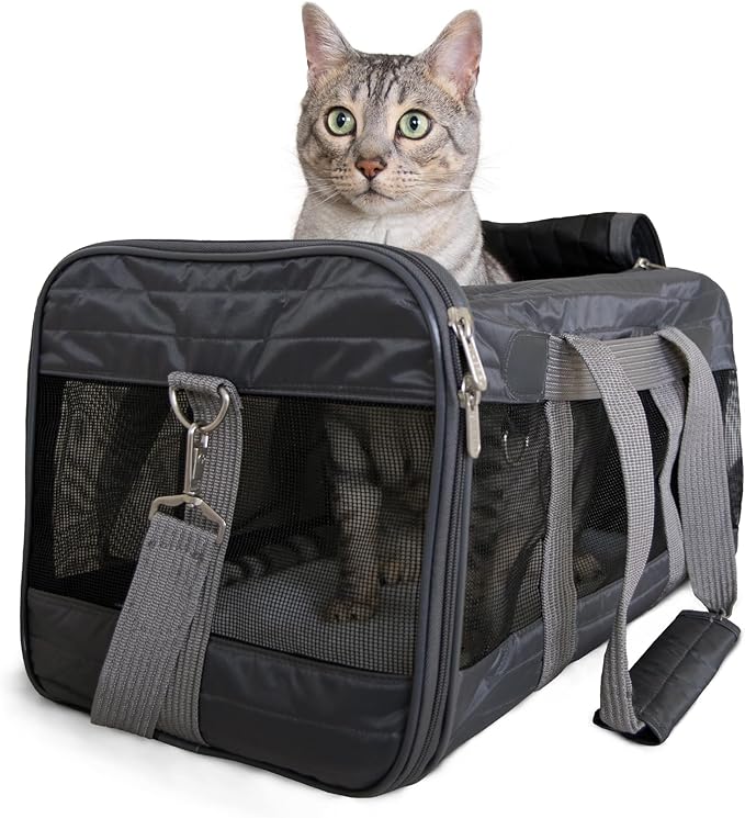 Sherpa Pet Carrier, Spring Wire Frame, Airline Approved, Charcoal Grey, Large
