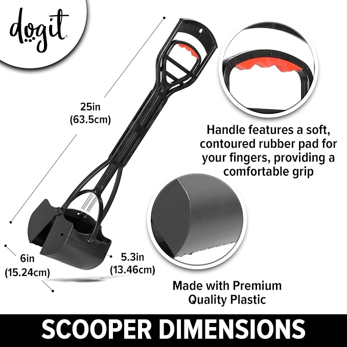 Dogit Jawz Dog Waste Scooper, Dog Pooper Scooper for Easy Pavement Pick Up, D128