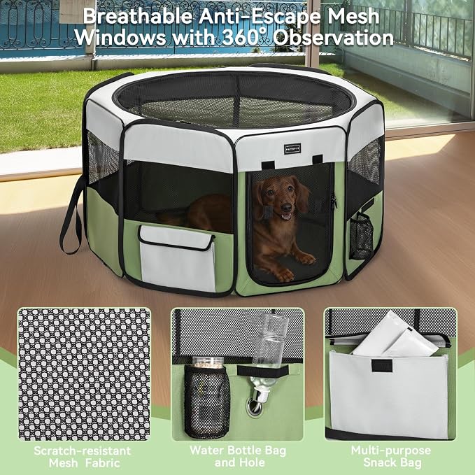 PETSFIT Portable Dog Playpen, 36in, with Waterproof Mat