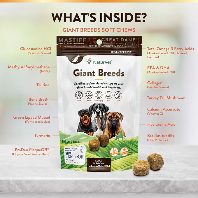 NaturVet Breed Specific Multivitamin for Giant Breed Dogs | 50 Soft Chews