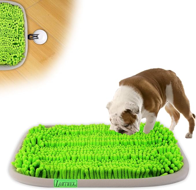 Snuffle Mat for Dogs, 17" x 21" Dog Snuffle Mat Interactive Feed Game for Boredom, Encourages Natural Foraging Skills and Stress Relief, Easy to Fill Machine Washable (NEW-Green)
