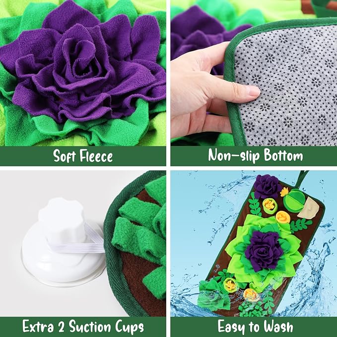 CiyvoLyeen Snuffle Mat for Small & Medium Dogs and Cats, 30.7''x 15.7'' Dog Feeder Puzzle Enrichment Game, Slow Eating Feeding Mat, Foraging Mat for Rabbit, Pig, Stress Relief Puppy Gift for Pet Lover
