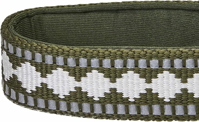Blueberry Pet 3 Colors 3M Reflective Jacquard Neoprene Padded Adjustable Dog Collar, Olive