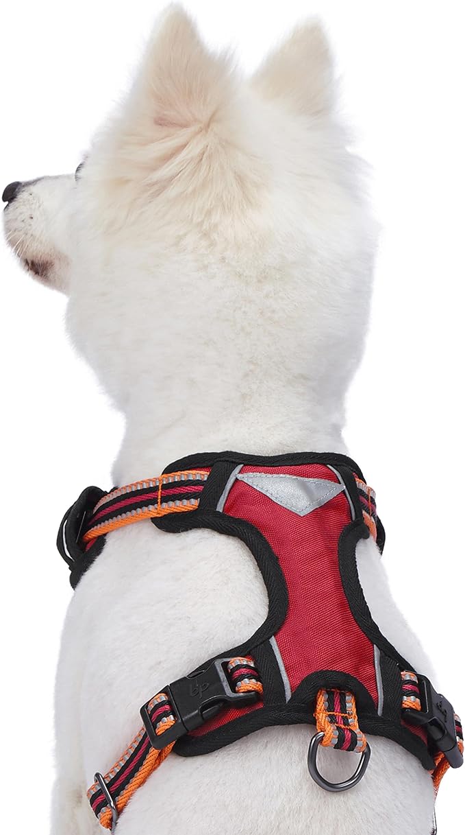 Blueberry Pet Soft & Comfy 3M Reflective Dog Harness Vest | Mesh Padded No Pull Dog Harness w/Back Clips | Multi-Colored Stripe - Orange and Black | Reflective Dog Harness for Large Dogs