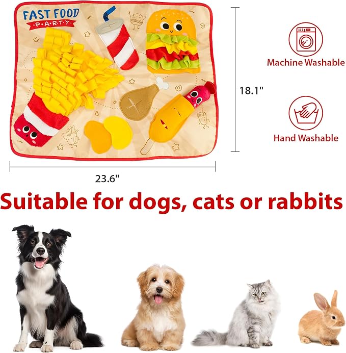 Gigwi Snuffle Mat for Dogs, Non-Slip Dog Puzzles for Smart Dogs and Cats | Slow Feeder Nose Work Training Mat 23.6" X 18.1", Built In Squeaker, Pet Enrichment for All Breeds Of Puppy, Cats & Rabbits