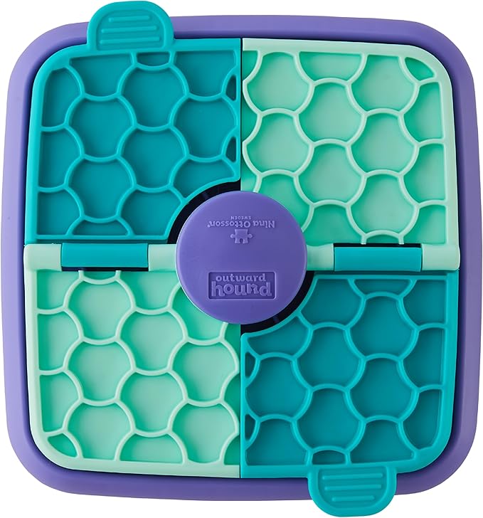 Outward Hound by Nina Ottosson Lick N’ Flip 3-in-1 Interactive Dog Puzzle Toy, Lick Mat & Slow Feeder – Calming Enrichment for Small & Medium Dogs, Holds 1 Cup of Wet of Dry Food, 7.4 in x 7.4 in