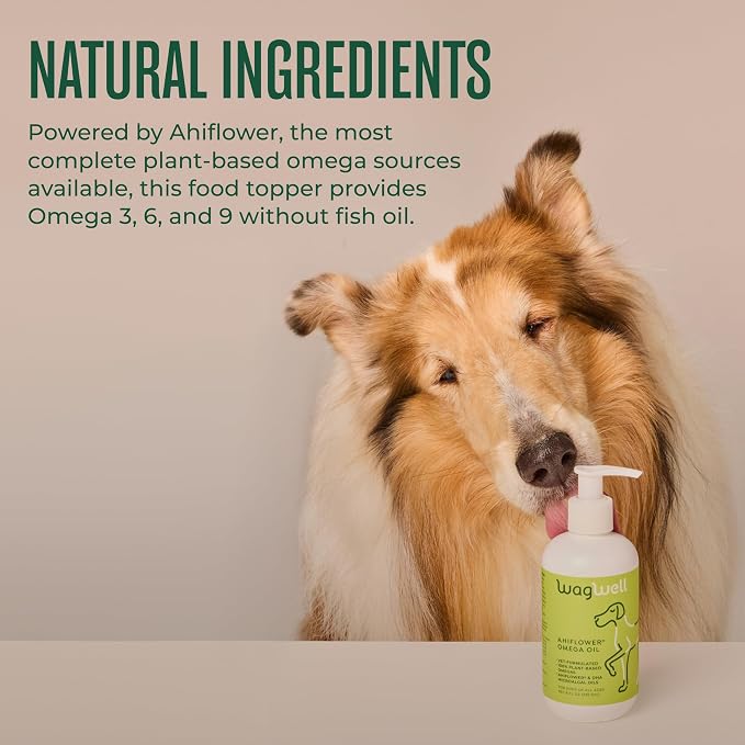 WagWell Ahiflower Omega Oil for Dogs, Plant-Based All Natural (8 fl oz)