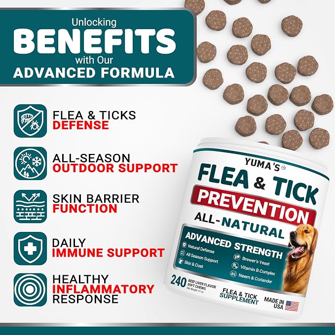 Chewable Flea and Tick Prevention for Dogs - 240 Chews - Flea Oral Pills