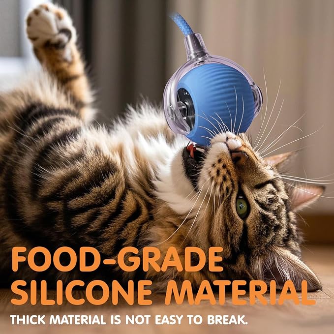 Rocfish Durable Interactive Cat Toys for Indoor Cats (Blue, 01) | Smart Automatic Cat Chase Ball Toy, Upgraded Speedy Tail Kitten Toy for Bored Indoor Adult Pets