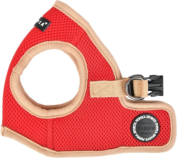 Puppia Soft Vest Dog Harness II Mesh Step-in All Season No Pull No Choke Walking Training for Small & Medium Dog - RED - XL