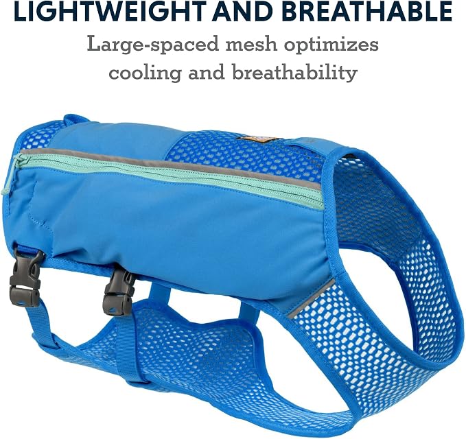 Ruffwear, Trail Runner Running Vest, Performance Dog Running Harness with Hydration Flasks, Reflective Trim & Light Loop, Lightweight Bounce-Free Running Dog Pack, Blue Pool, Small