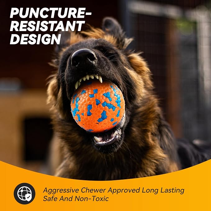 FUSOTO 2Pcs Dog Balls, Tennis Balls for Dog, Orange | Balls for Dog Aggressive Chewers, for Large Medium Small Puppy, Training Catch&Fetch, Water Floats Toys, Orange