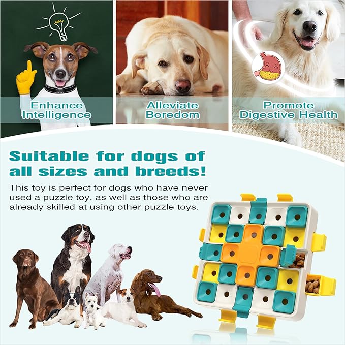 KADTC Dog Puzzle Toy, Extra-Large Size, 2 Levels of Step-by-Step Challenge, 4 Ways to Play Beginner to Advanced Slow Feeder & Mental Stimulation for Smart Dogs Enrichment Toys