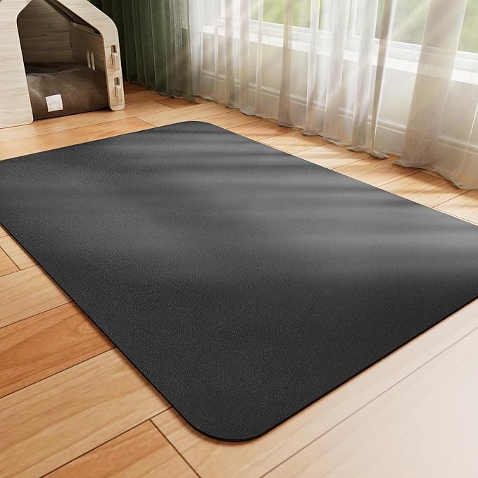 HotLive Dog Food Mat - Absorbent Cat Mat for Food and Water, No Stains Pet Feeding Bowl Mat, Easy to Clean Pet Placemats, Quick Dry Dog Water Dispenser Mat for Messy Drinkers | Black 16"x 24"