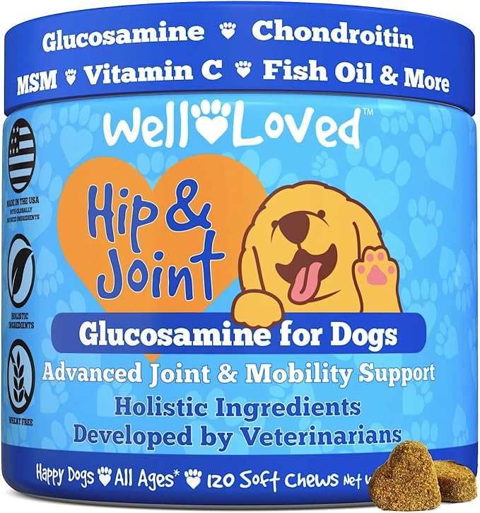 Well Loved Calming Chews for Dogs + Glucosamine for Dogs Hip and Joint Supplement, Vet Developed, Made in The USA, Natural Ingredients