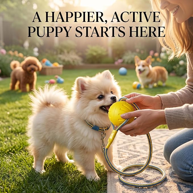 Dog Ball on Rope, Floating EVA Fetch Toy, Medium