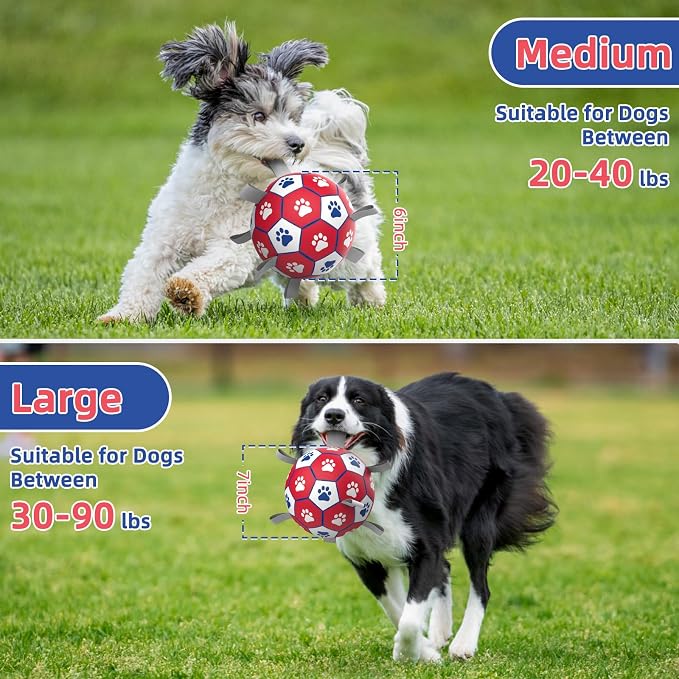 Diman Dog Balls with Straps, 7 Inch Dog Soccer Ball, Herding Ball for Dogs | Durable Dog Toy Balls for 30-90 Lbs Dogs, Herding Ball for Outdoor Fun, Pet Birthday Gifts, Dog Balls for Medium Large