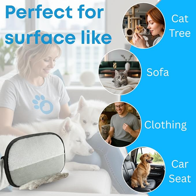Pet Hair Remover Glove for Cats and Dogs, Large