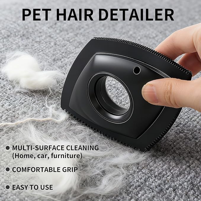 Pet Hair Removal Tool - Dog Hair Remover - Cat and Dog Hair Remover for Couch, Furniture, Carpet, Clothing and Bedding - Travel Multi-Surface Fur Removal Tool Kit(Black)