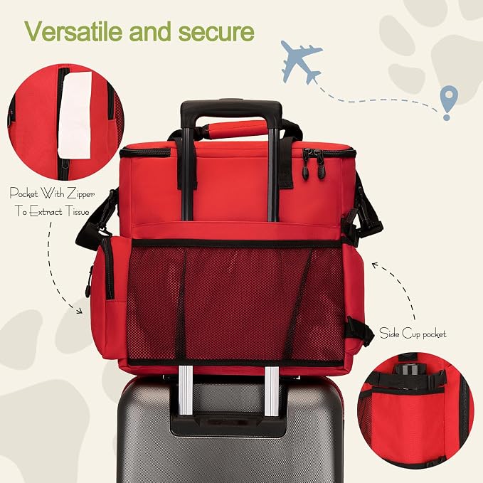 LARIPOP Dog Travel Bag Airline Friendly with Collapsible Bowls & Food Containers