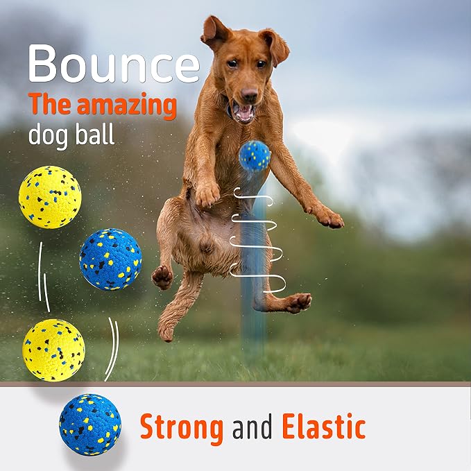 Kimee 3.9'' Dog Balls Tennis Balls Dog Toys for Aggressive Chewers 3 Balls | Indestructible Dog Toys Atom Dog Teething Chew Toys Balls Dog Water Balls Dog Fetch Toys for Large Medium Small Dogs Puppy