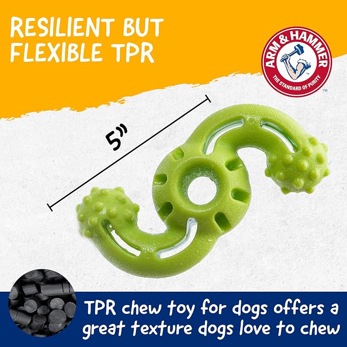Arm & Hammer Nubbies Wave Dog Dental Chew Toy, Mint Flavor | TPR construction, baking soda infused, no-stuffing design, reduces plaque and tartar, for gentle chewers