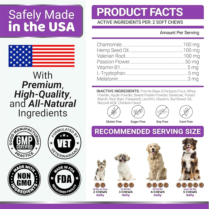 Melatonin for Dogs - 170 Chews - Melatonin Chews for Small and Large Dogs