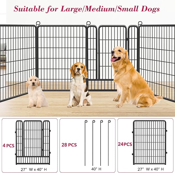 Rustproof Dog Playpen Fence, 40in 28 Panels